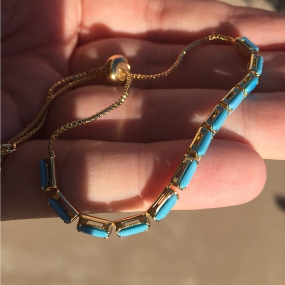 Neiman Marcus 14kt Plated Opal Blue Tennis Bracelet - Picture 2 of 4